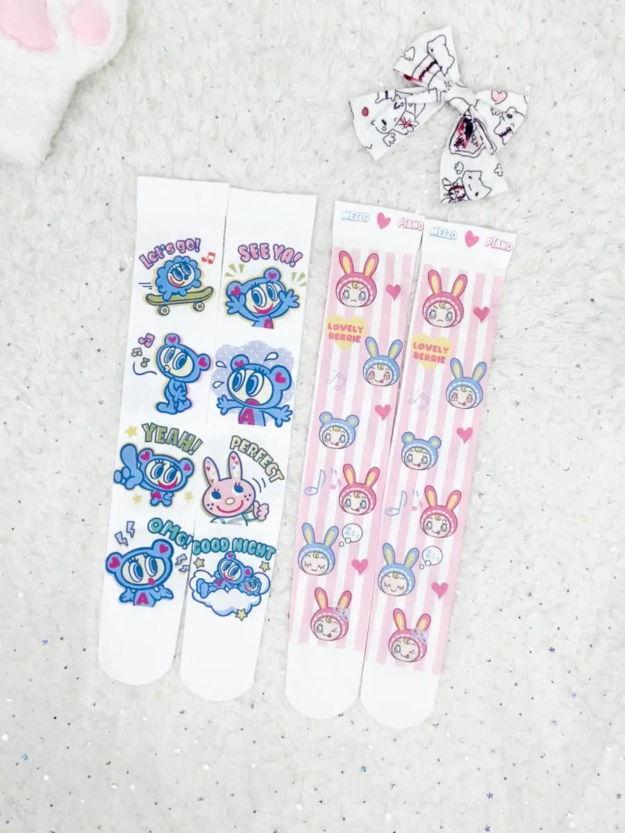 Japanese Cartoon Mp Jojifuku Over-the-knee Socks Y2k Accessories Original All Match Sweet Girl Stockings Knee High Socks