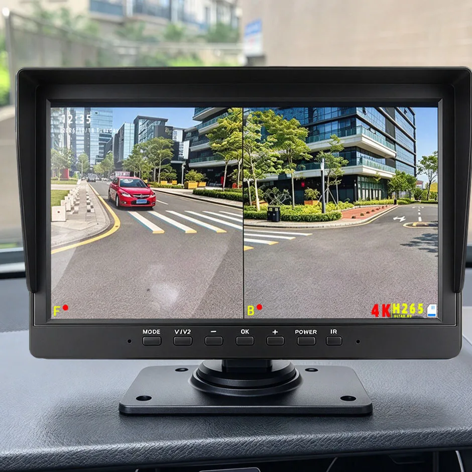 2CH 1920*1080P 10.1 In IPS Screen Car Truck Bus AHD DVR Monitor With Digital Video Recorder For Front Rear Reverse Backup Camera