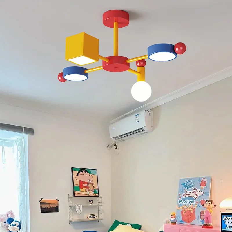 Memphis Colorful Bedroom Pendant Lamps Yellow Red Blue Wrought Iron Indoor Home Hotel Study Living Room Suspension Hanging Light