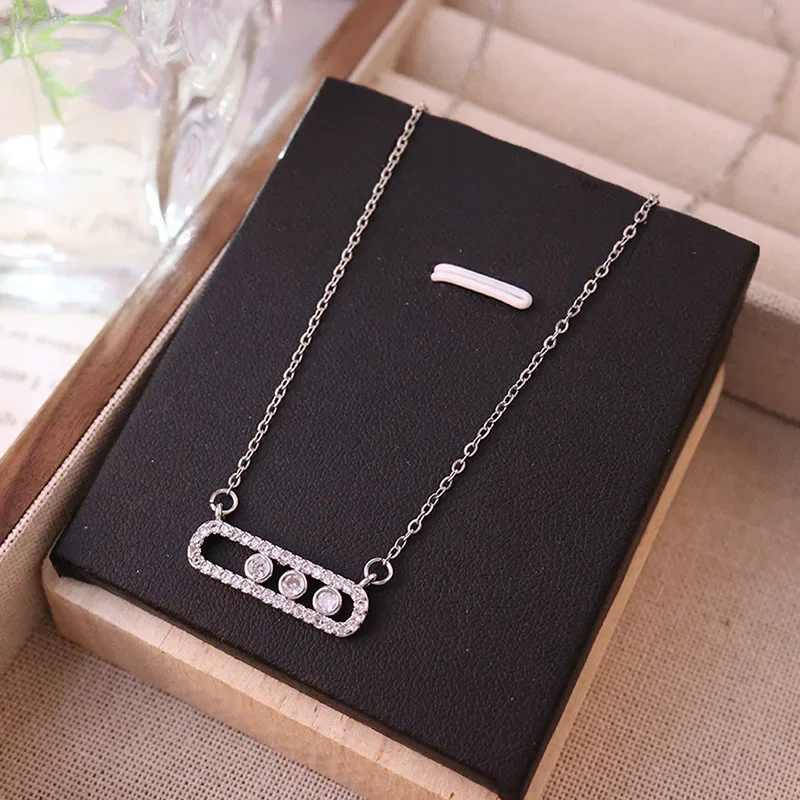 1Pcs Stilvolle Einfache Zirkon Geometrische Halskette Weibliche Nische Licht Luxus Internet Celebrity Clip Schlüsselbein Kette H-Schmuck