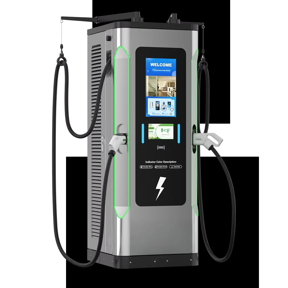 Bluesky GB/T 60kW-160kW 22 Inch Advertising Player Commercial Use Floor-Mounted DC EV Charging Station Dual Guns Fast Charger