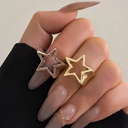 Vintage Punk Irregular Hollow Star Anéis Abertos de Metal para Mulheres, Jóias Góticas, Anéis Casal Ajustáveis, Moda Declaração, Qua, Y2K