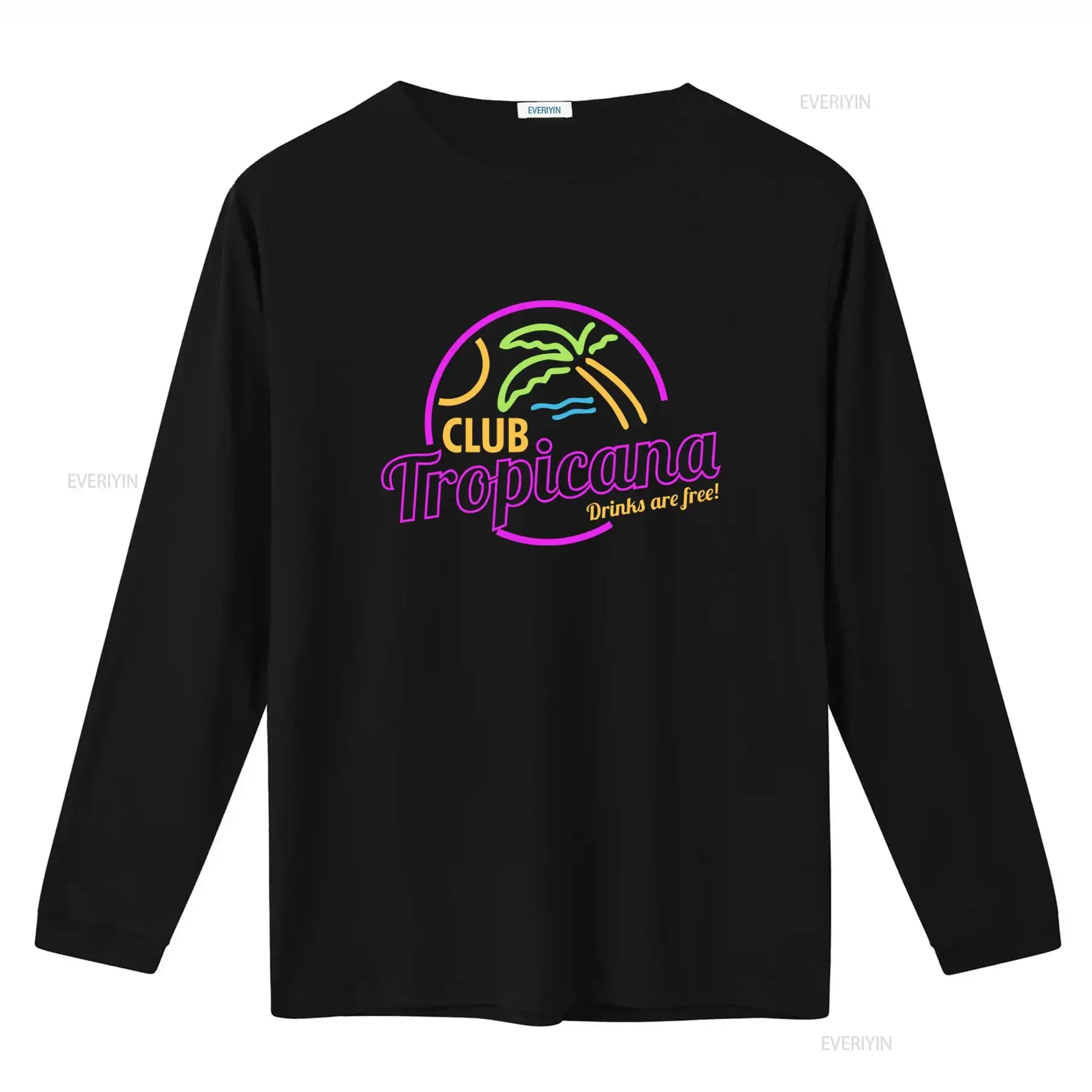 Mens Club Tropicana T Shirt 80s Retro Disco Party Summer Vibes Palm Tree Design vintage Washed Casual Versatile Unisex Soft