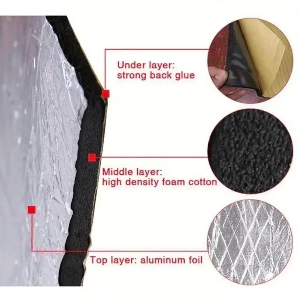 10mm Car Soundproofing Heat Insulation Cotton Roll Heatproof Soundproof Noise Reduction for RV Foam Floor Roof Pipe Insulation image 4