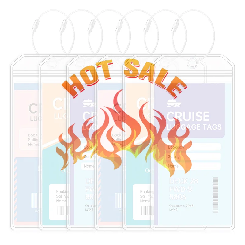 1/5 قطعة علامات الأمتعة شفافة السفر تسجيل الدخول تحديد العلامة مختومة مقاوم للماء بطاقة كم كروز الأمتعة تسجيل العلامة #1