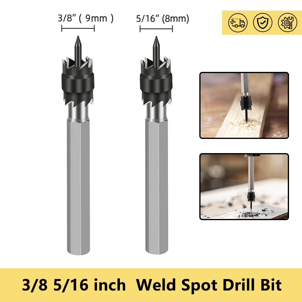 Spot Weld Cutter Set 3/8“ 5/16“ Rotary Spot Weld Remover Drill Bit Tool for Power Drill Welding Spot Welding Auto Body Work Tool