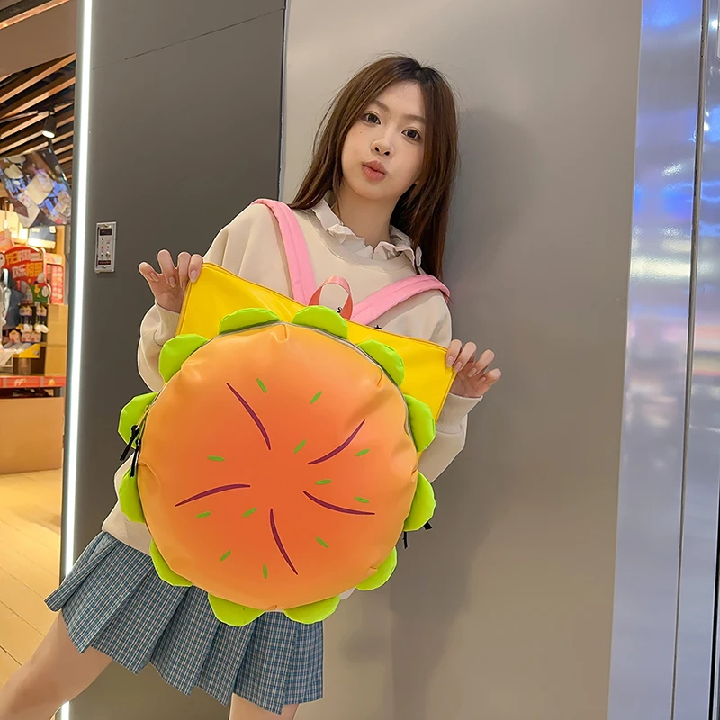 Cartoon Cute Multi-storey Hamburger Travel Backpack Women Large Capacity Personality Waterproof School Backpacks for Girls Gift image 2