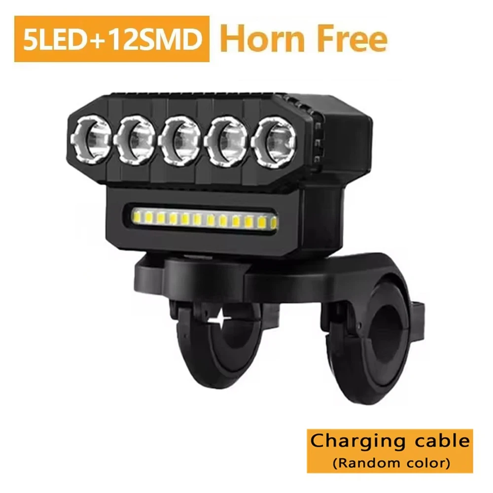 5/8 LED Fietskoplamp USB Oplaadbaar 130dB Fietsen Hoorn Eenvoudig te installeren 6 Modi Fietsbellicht