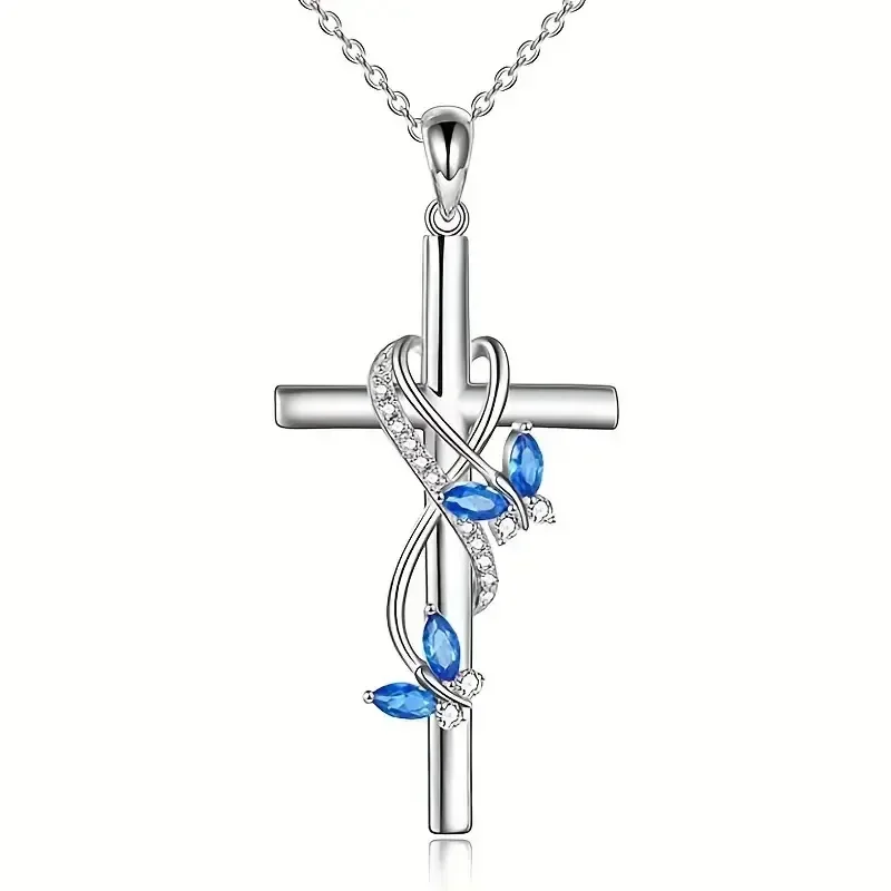 Fashion OL Animal Butterfly Entangled Trendy Cross Necklace Versatile Sweet Countryside Style for Women