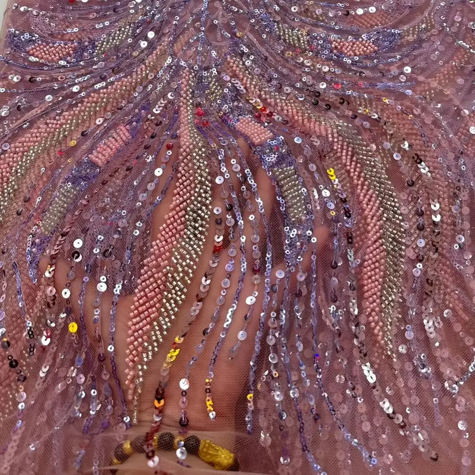 الفرنسية الأزهار حبة أقمشة الدانتيل 2026 الترتر الأفريقي تول نسيج شبكي الراقية النيجيري الدانتيل لفستان حفلات الزفاف #1