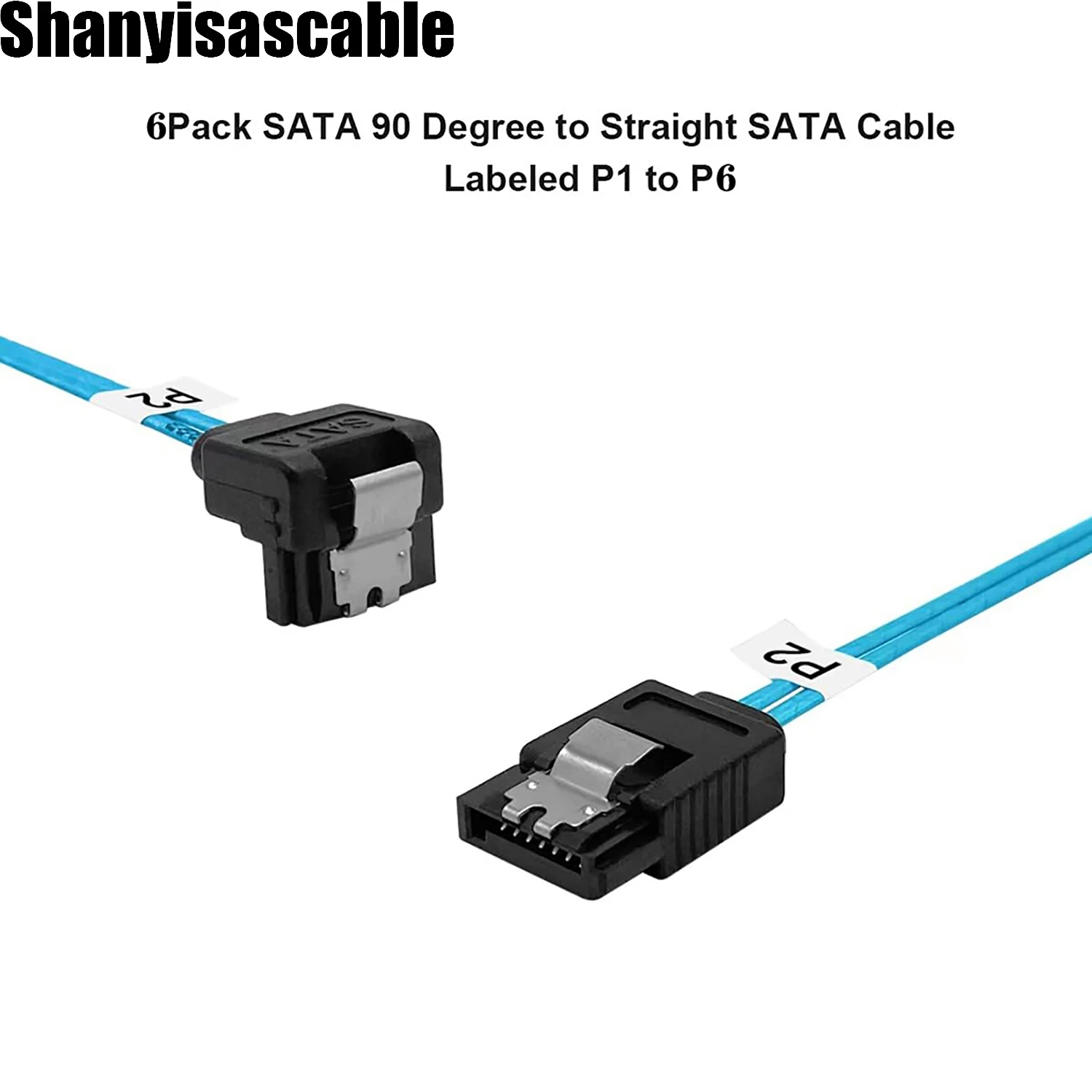 0.5M Cable 6Pcs/Set-SATA Cable 90-Degree Right-Angle SATA-Data Cable SAS/SATA-12Gbps Cable for Server-Raid SDD HDD CD DVD Drives