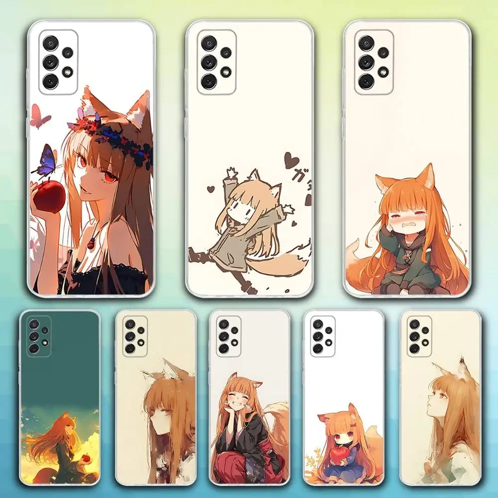 

S-Spice Anime And Wolf Phone Case For Samsung S30,23,21,22,20, FE lite,S10,9,8,7 PIus Note20ultra Soft Transparent