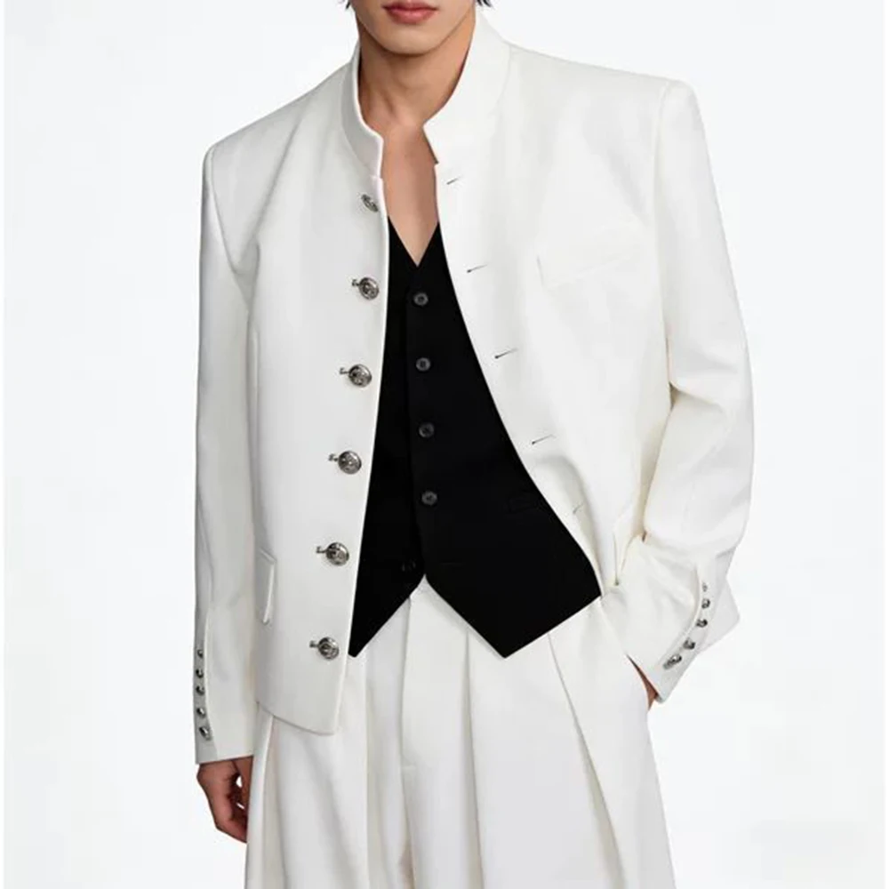 Mens Plain British Casual Blazer Autumn Formal Fashion Youth Outdoor Versatile City Boy Loose Statement Long Sleeve Jacket 2026