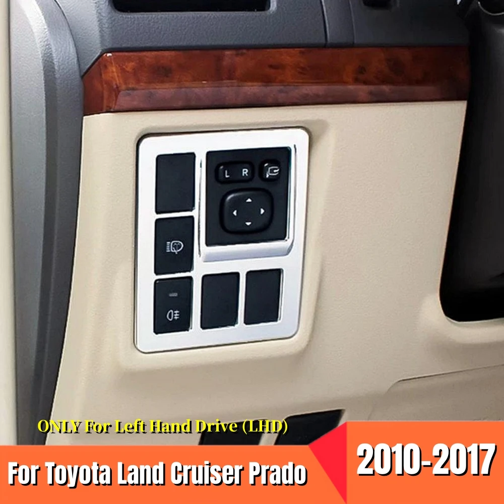 

For Toyota Land Cruiser Prado LC150 FJ150 2010-2017 LHD Interior Fog Lamp Switch Cover Trim ABS Chrome Car Styling Accessories