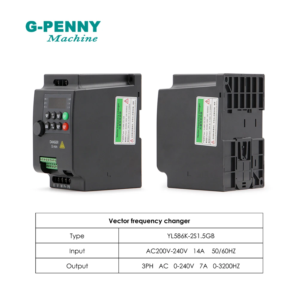 Imagem -04 - Vfd Vector Inversor Conversor de Frequência Variável Motorista do Motor do Eixo da Movimentação 110v 220v 1.5kw 2.2kw