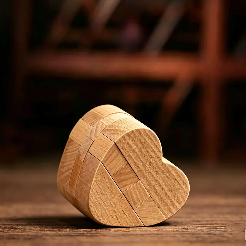 

Classic Love Heart Shaped Interlocking Wooden Burr Puzzles Brain Teasers for Adults Kids Mind Logic Challenge Educational Toys