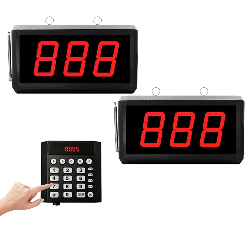 3-Digit LED Screen Wireless Queue Management System Electronic Customer Call Pager Machine For Restaurant Clinic Food Service