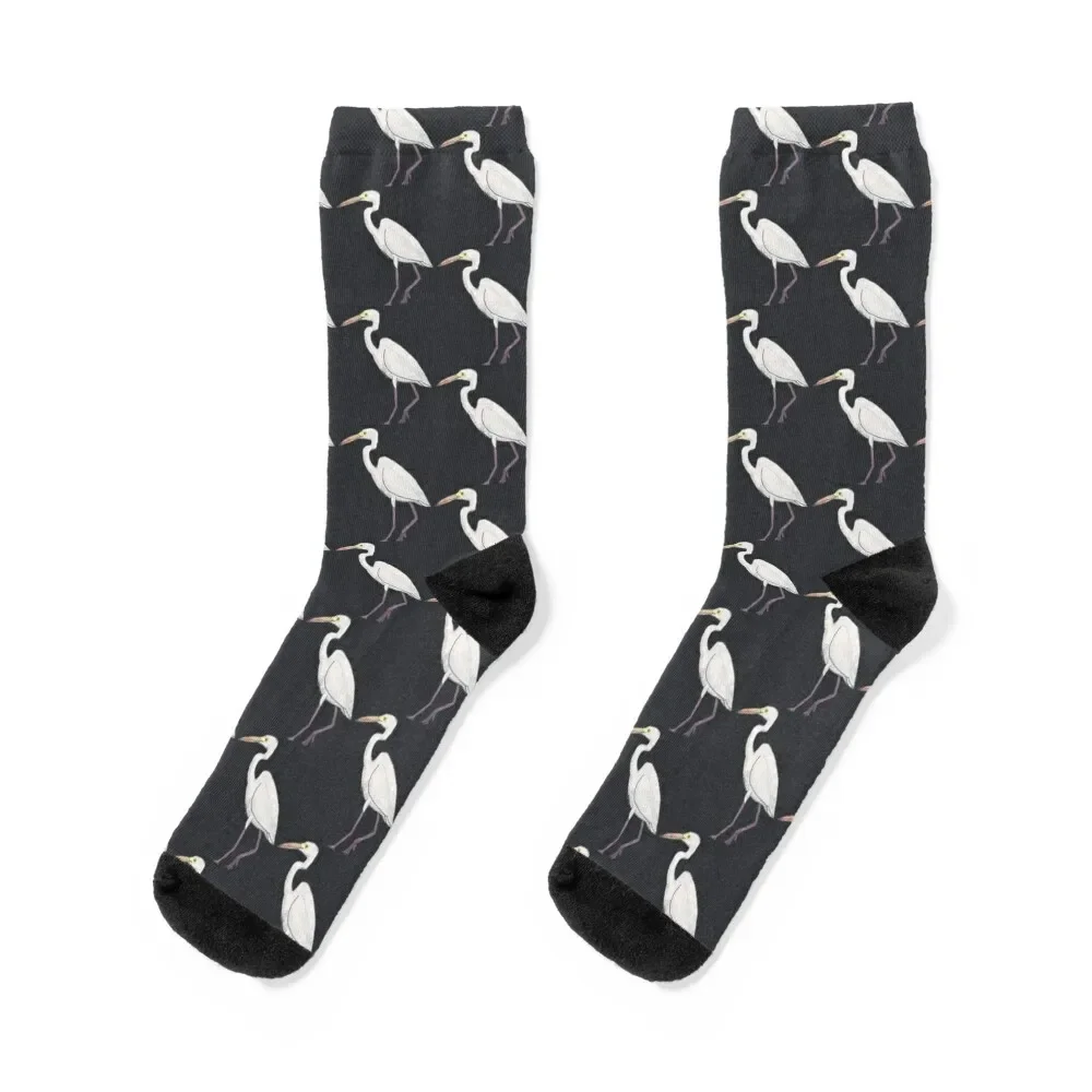 Great Egret bird art Socks loose Non-slip Boy Child Socks Women's