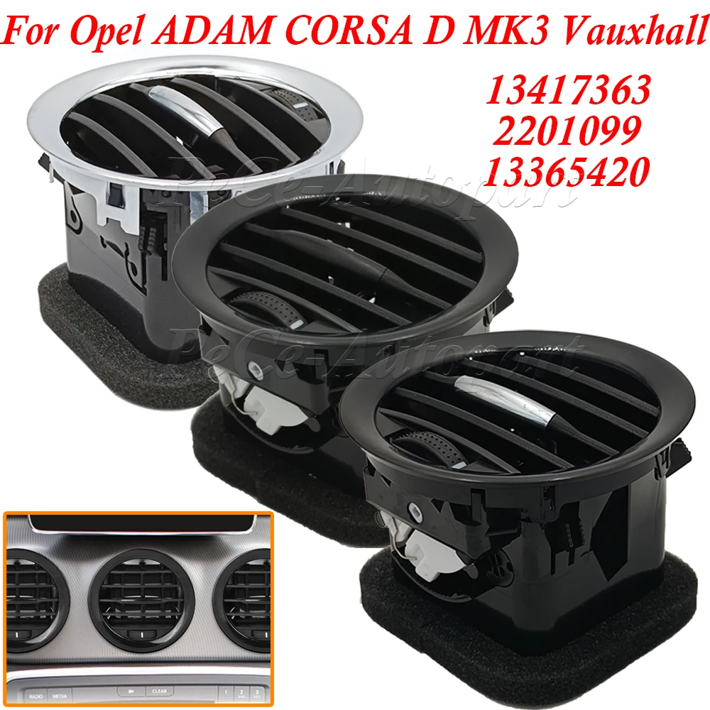 2201099 13417363 13365420 Car Interior Air Vent Grille for Opel Corsa D Adam Black/Chrome Dashboard Air Air conditioner Outlet