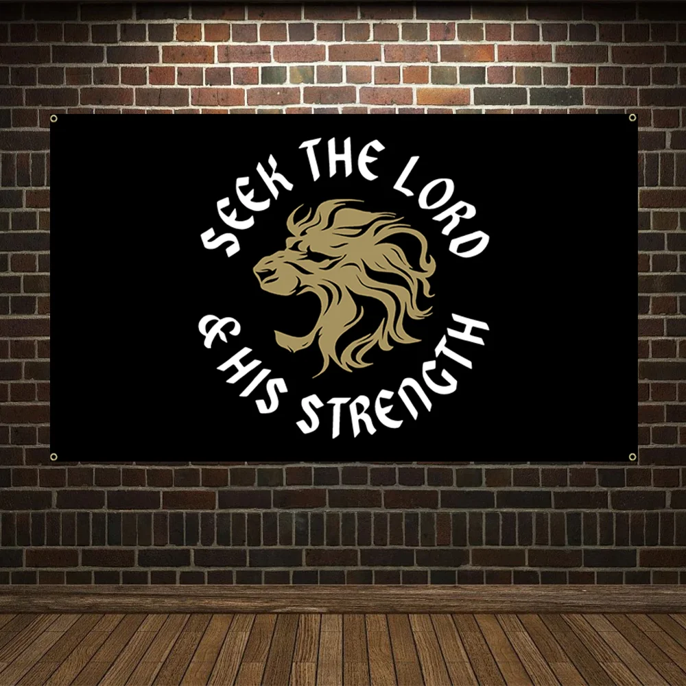 Seek the Lord Flag, Lion Flag, Christian Apparel, Jesus is King, Faith Flag, Christian Flag