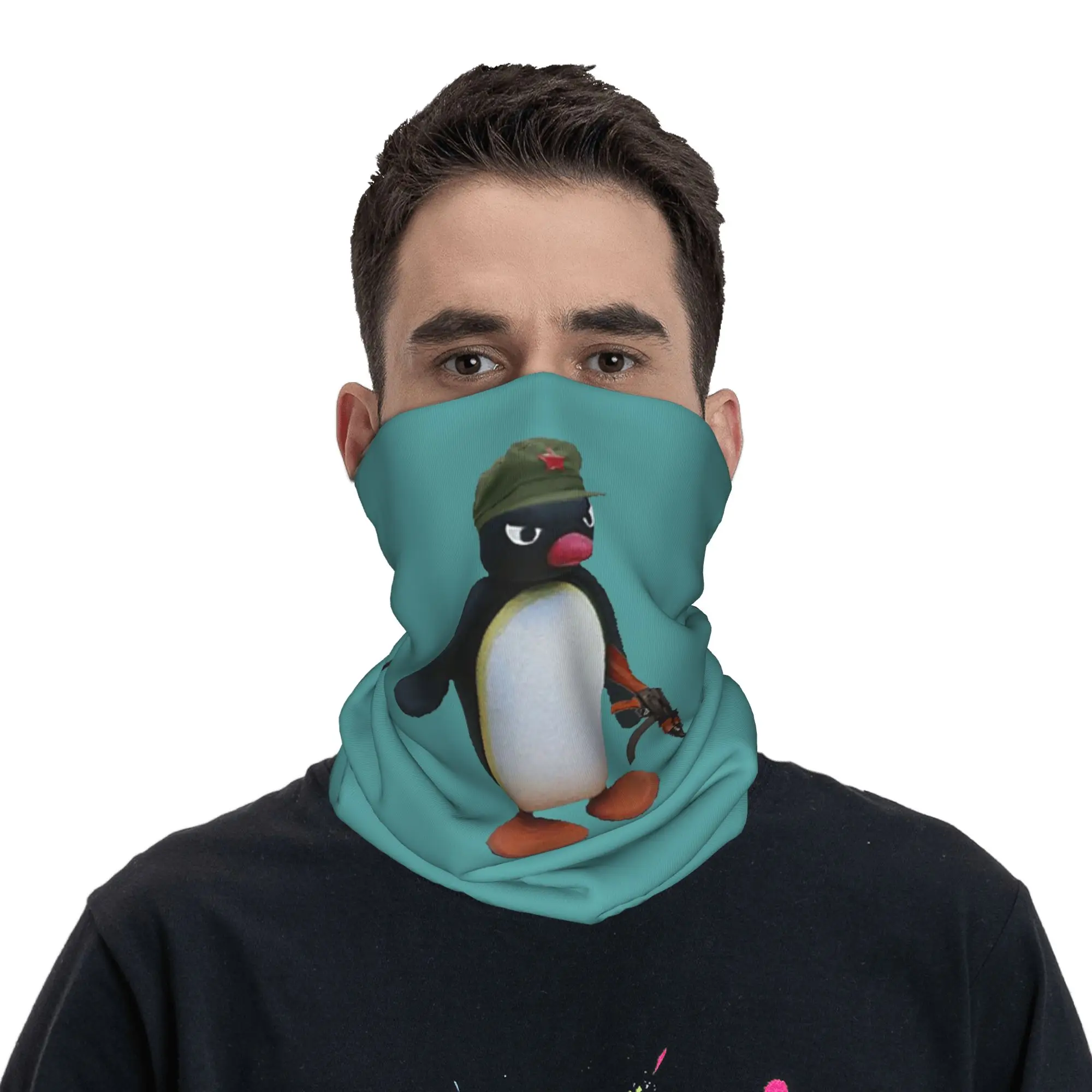 Angry Pingu AK-47 Official Merch Bandana Neck Cover Printed Mask Scarf Warm Headwear Hiking Fishing Unisex Adult