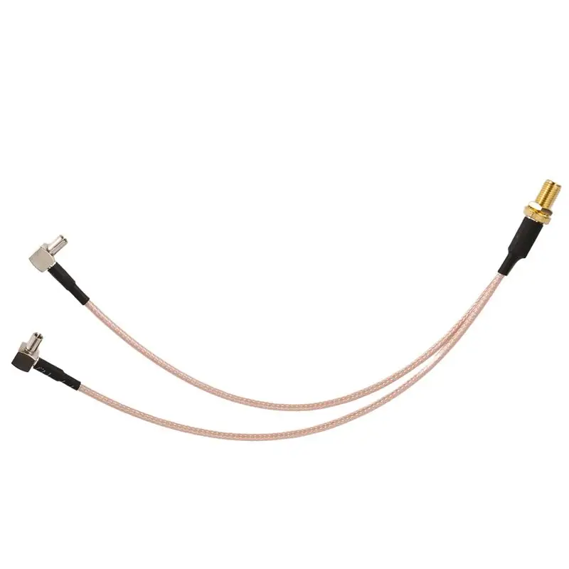 A55T 8 Inch SMA Female To Y Type 2 X TS9 Angle Male Connector Splitter Combiner Cable,Gold&Silver