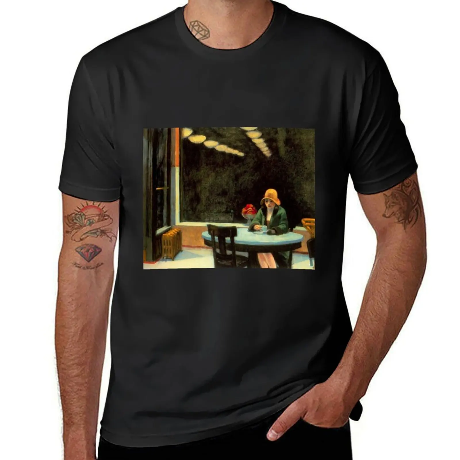 AUTOMAT - EDWARD HOPPER T-Shirt vintage summer clothes Short sleeve tee men