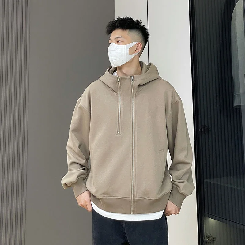 

Новая осенняя однотонная толстовка на молнии унисекс для пар, молодежная, свободного кроя, с принтом, геометрическим узором