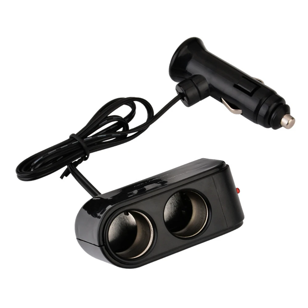 

New 12V/24V Universal 2 Way Car Cigarette Lighter +LED Light Switch Auto Socket Splitter Charger Dual USB