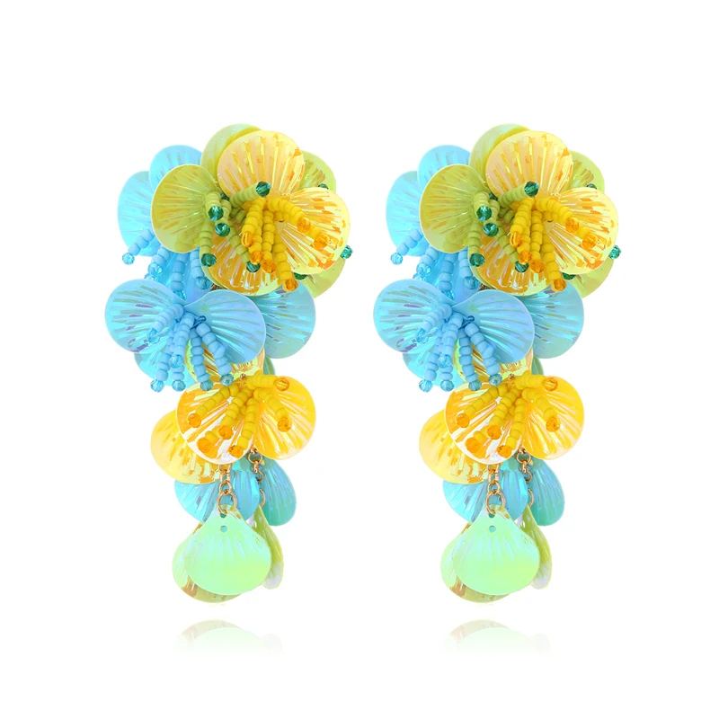 

Bohemian Geometric Large Flower Dangle Earring Trendy Female Charm Colorful Drop Earrings Handmade Beaded Jewelry Accessories