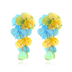 Bohemian Geometric Large Flower Dangle Earring Trendy Female Charm Colorful Drop Earrings Handmade Beaded Jewelry Accessories