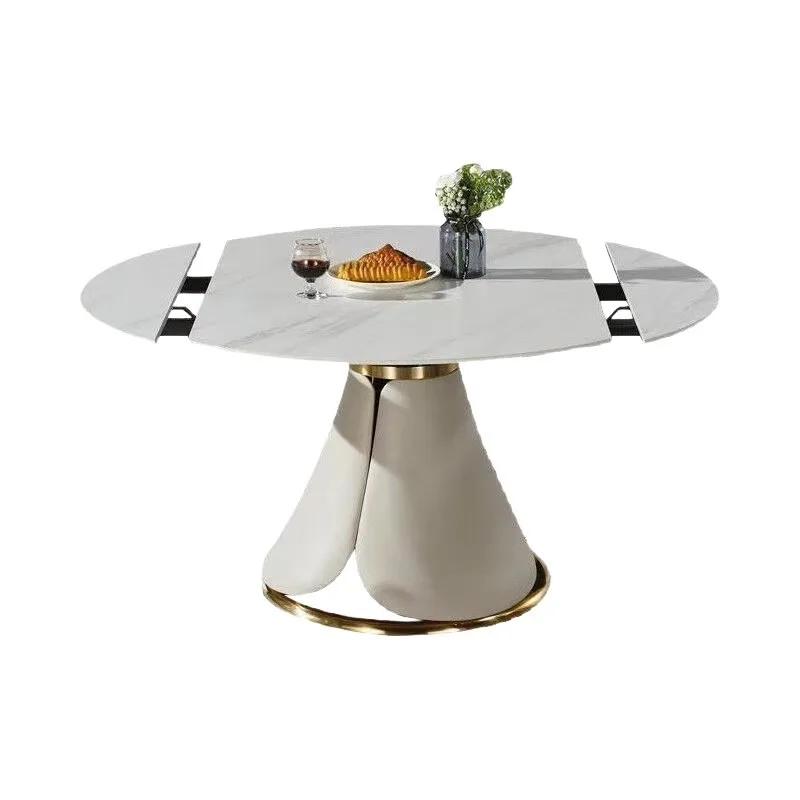 

Minimalist rock slab dining table and chair combination, modern simple round dining table for home use