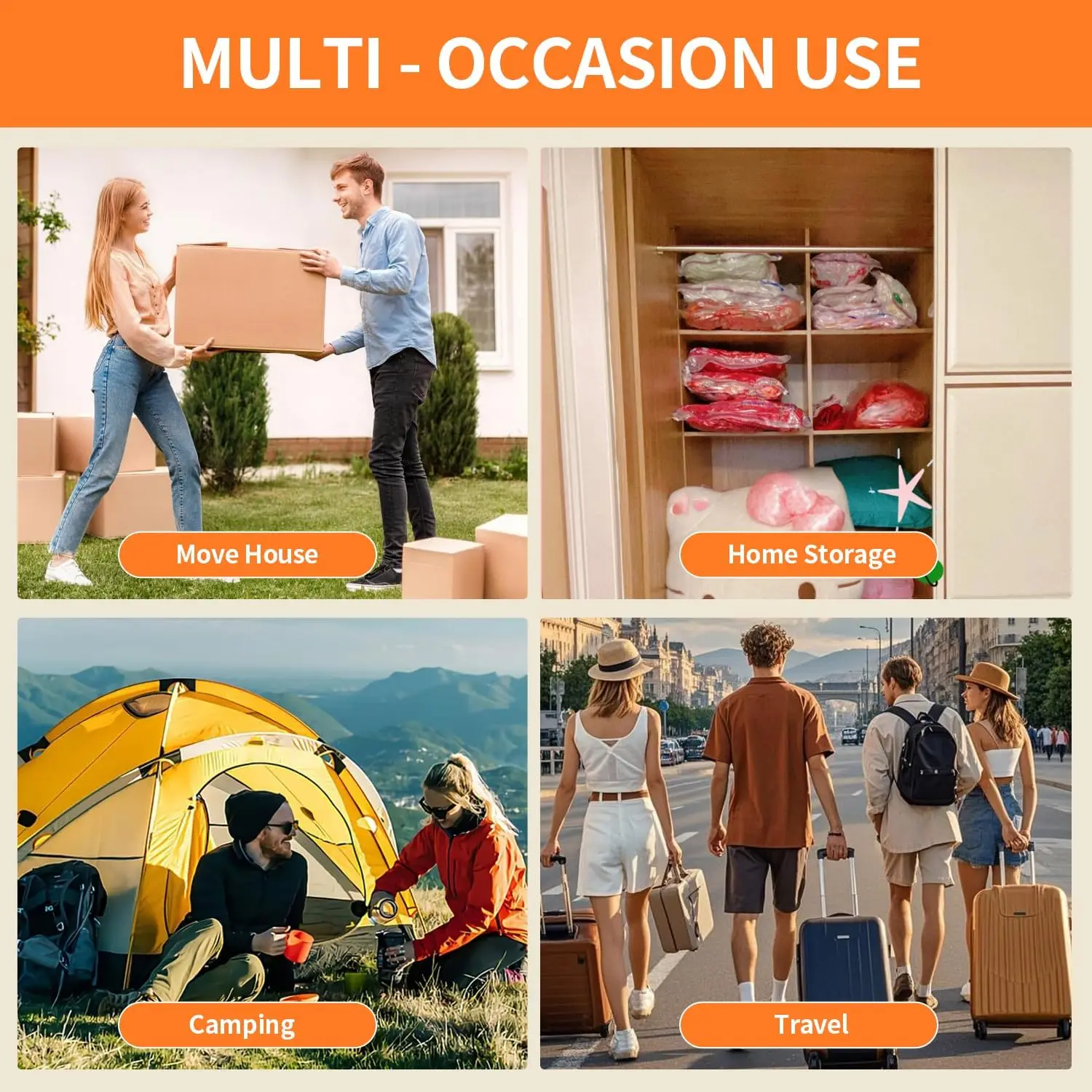 15-Pack Travel Vacuum Storage Bags with Electric Pump, Space-Saving Compression Bags for Clothes, Luggage, Cruise & Home Use - view 6