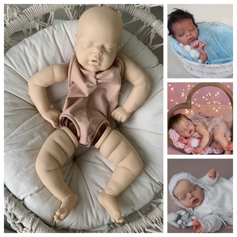 22inch Reborn Doll Kit Sleeping Baby Girl Alexis Unpainted Unassembled DIY Doll Parts with Cloth Body Bebe Reborn Supply