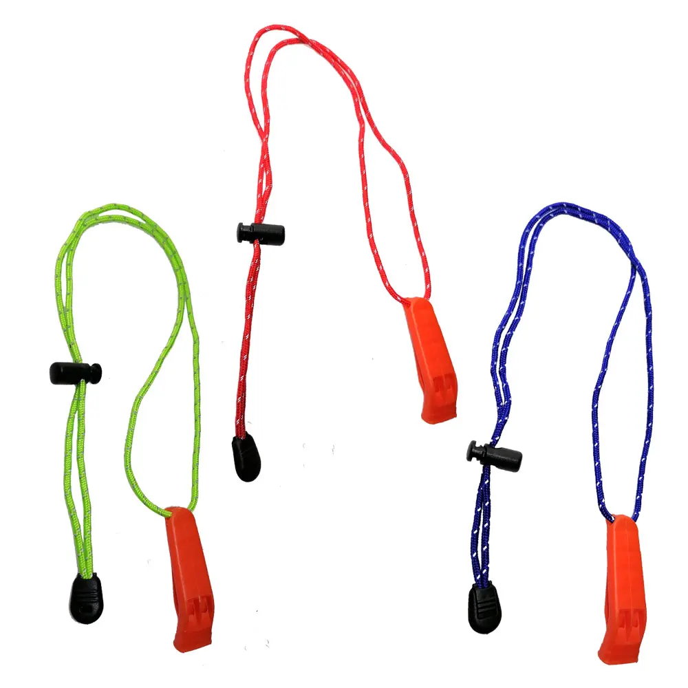 Plastic Emergency Survival Whistle Safety with Reflective Lanyard For Camping Hiking Raft Boat Loud Signal Chest Haning Whistle