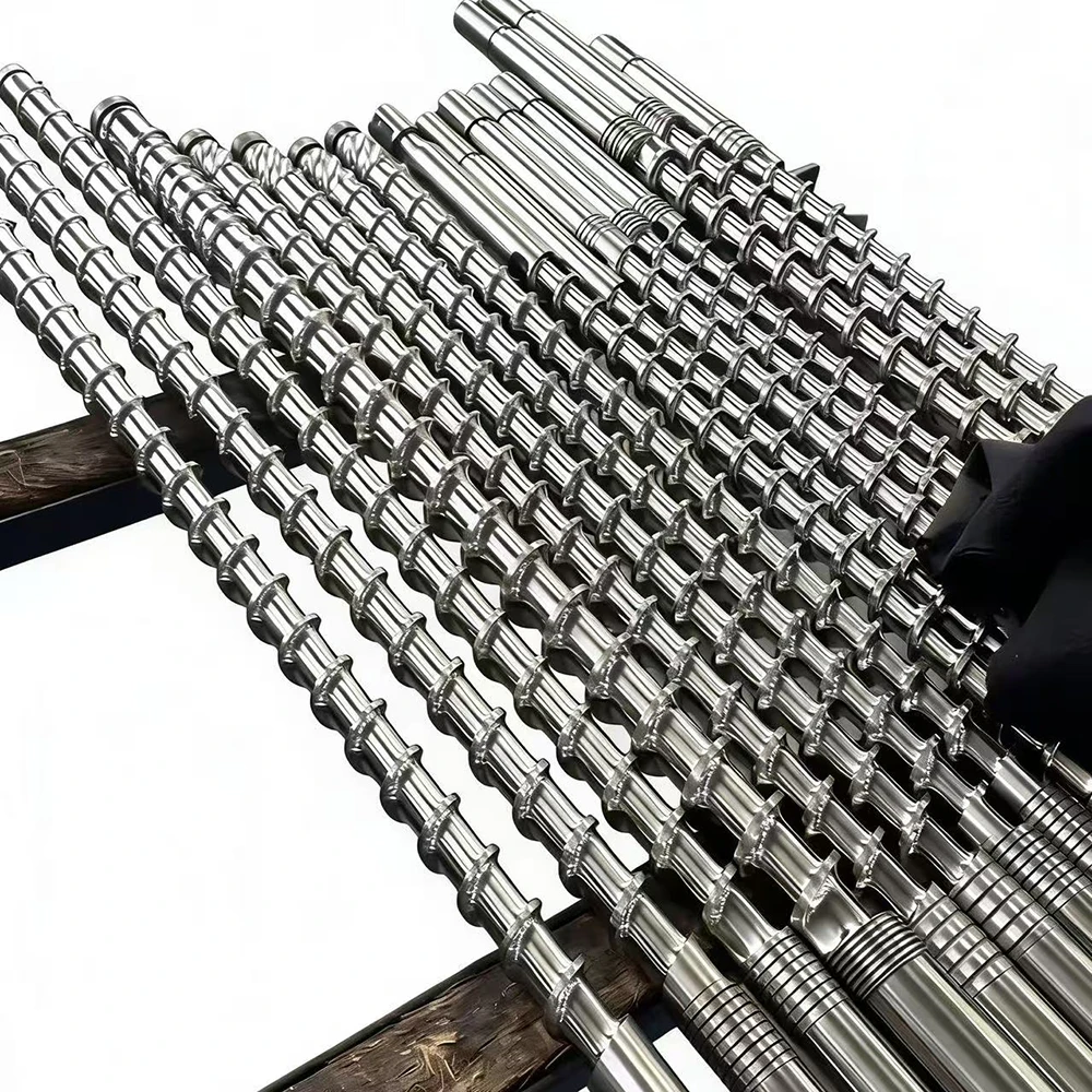 Cost-effective single-screw PE screw and barrel for a custom injection molding screw and extruder component production line