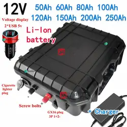 waterproof 12v 80Ah 100ah 60Ah 150Ah lithium battery 12v 200ah for Trolling Motor Fishing Inflatable Boat camping EV