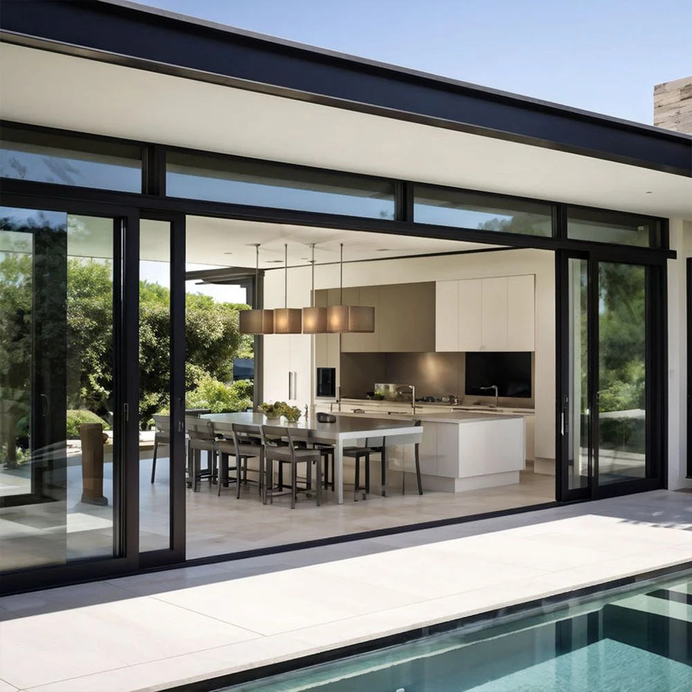 Sixinalu Sliding Door Aluminum Profile Alloy Double Glazed Hurricane Impact Door Exterior Interior Front Door Custom Home Decor