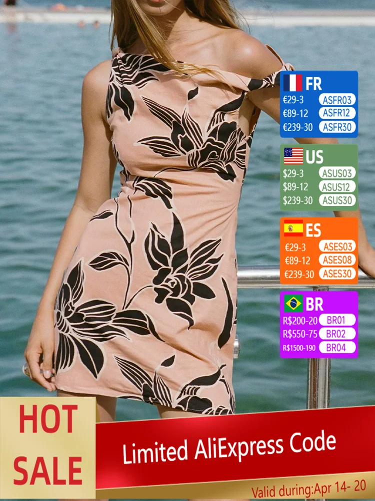 

European and American style summer new women's clothing temperament slim blended printed sleeveless mini dress
