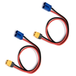 2Pcs Charge Lead Cable XT60H Female to EC5 Male Adapter Wire 14awg 30cm for RC Plane Car Boat Battery Charger Motor Esc