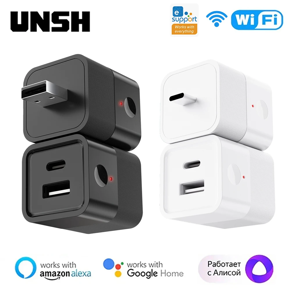 2in1 EWeLink Smart WiFi Micro USB Type-C Adaptor Switch 5V Mini USB Power Adaptor Smart Life Control Via Alexa Google Yandex