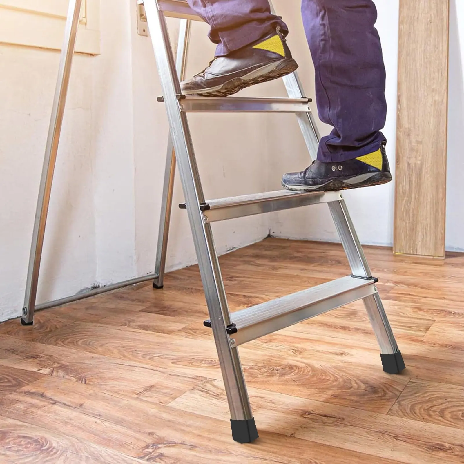 2 Pcs Ladder Feet Rubber Covers Non-slip Square Foot Pads 2x4cm Black Protective Caps for Metal Stairs Thick Wear-resistant image 3
