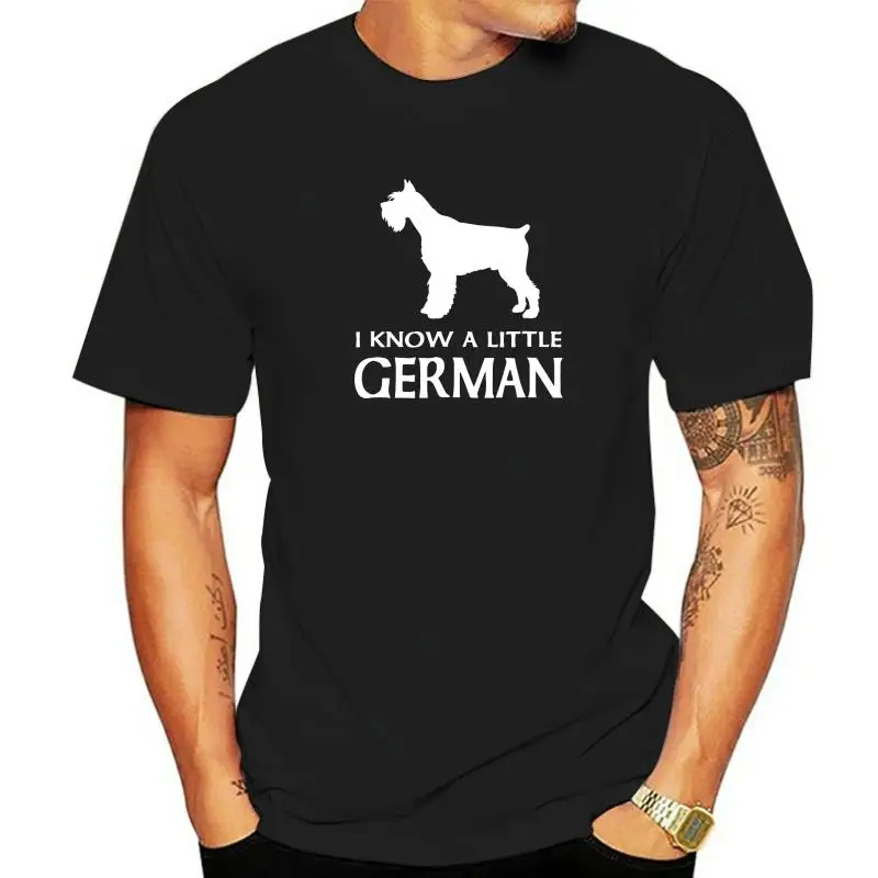 I Know A Little German - Miniature Schnauzer T-Shirt Camisas Men Camisa Tshirts Retro Cotton Men Tees Normal