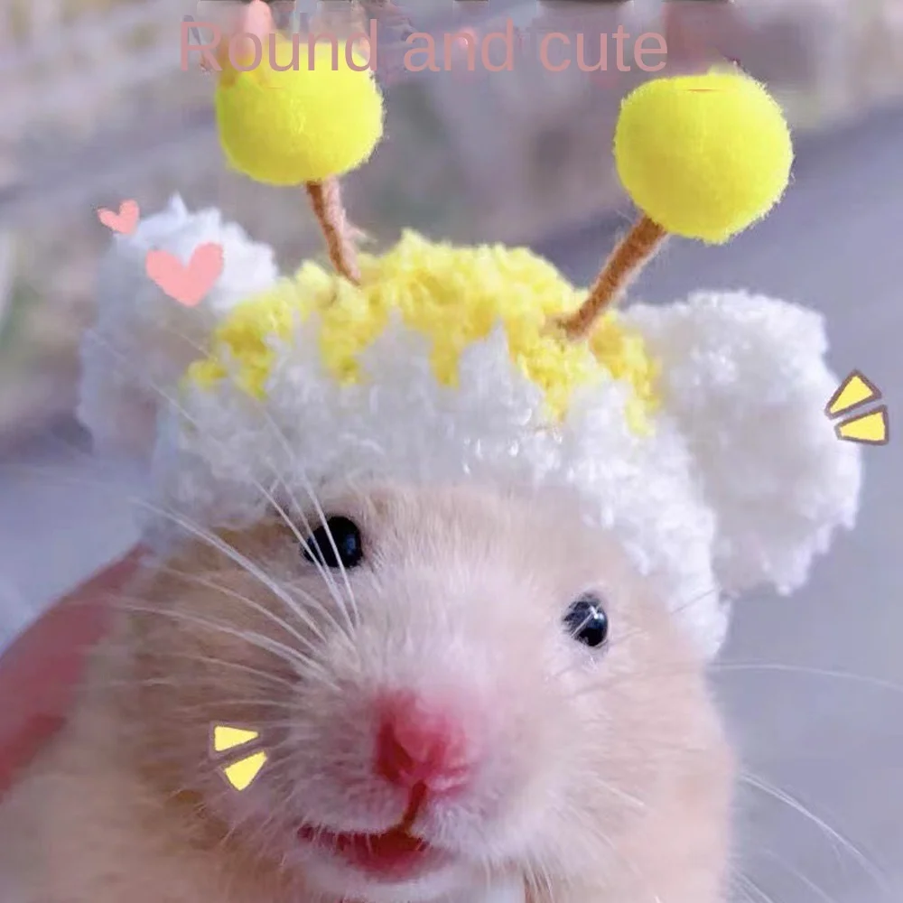 Photo Props Plush Hamster Cap Cute Hand Crocheted Cotton Doll Hat Mini DIY Doll Hat As Kids Gift