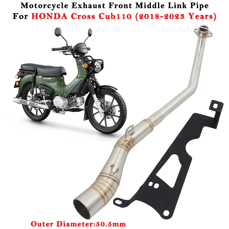 Motorcycle Exhaust Escape ModifyFront Link Pipe 51mm Connecting Tube For HONDA Cross Cub110 Cub 110 2018 - 2020 2021 2022 2023