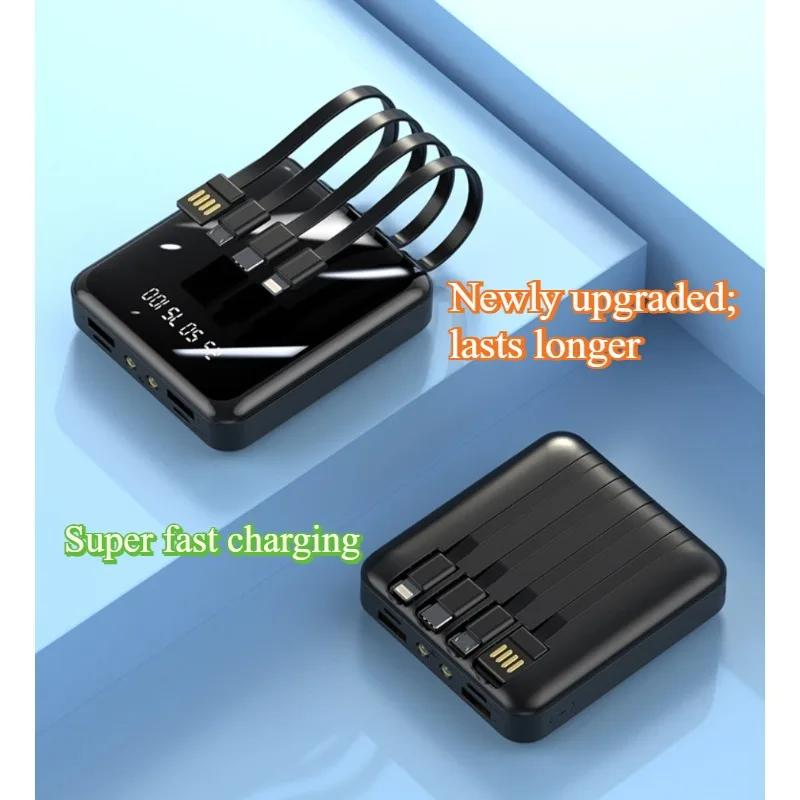 New Mini Built-in Line Large Capacity Power Bank 20000mAh Fast Charging Mobile Power Supply