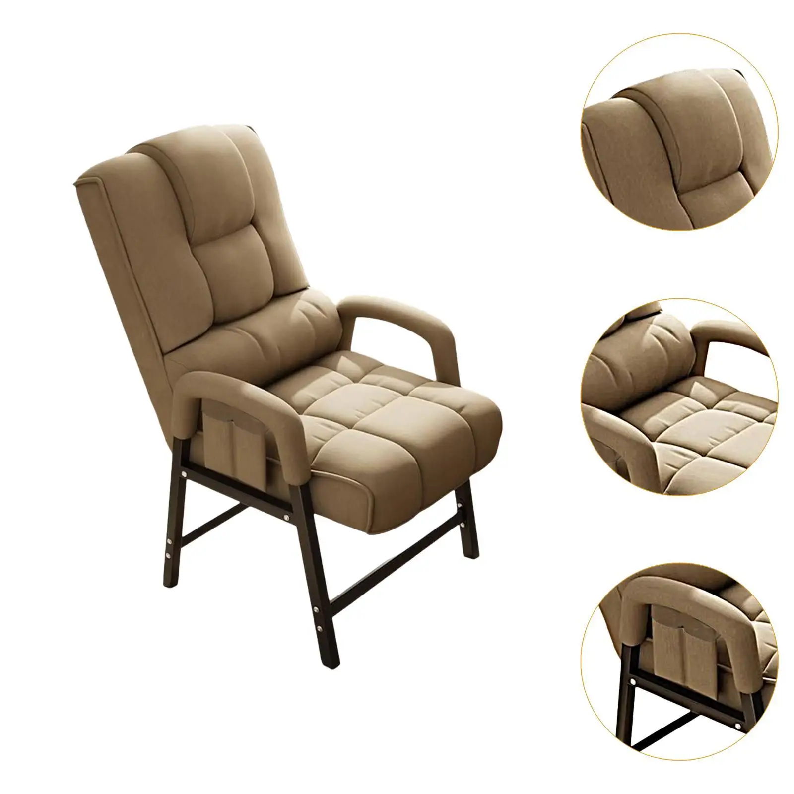 كرسي مكتب إطار معدني مريح مريح عالي الكثافة إسفنجة عالية الظهر مبطن وسادة مقعد قماش كتان كرسي مكتب حديث