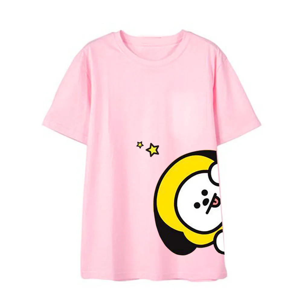 BT21 bawełniana koszulka moda nowa koszulka z motywem kreskówkowym śliczna koreańska koszulka z krótkim rękawem Anime luźna koszula bazowa najlepszy