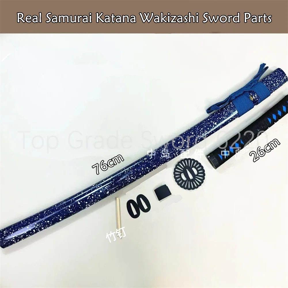 

A Set Battle Tsuka Handle Steel Iron Tsuba Handguard Habaki Seppa Hardwood Sheath For Real Samurai Katana Wakizashi Sword Parts