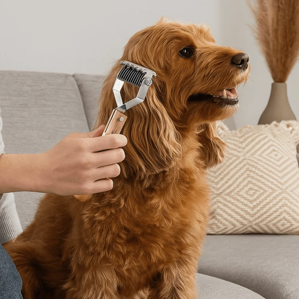 Stainless Steel Dog Hair Removal Comb Professional Sturdy Dog Shedding Comb Wooden Handle Cat Hair Cleaning Combs Hair Removal